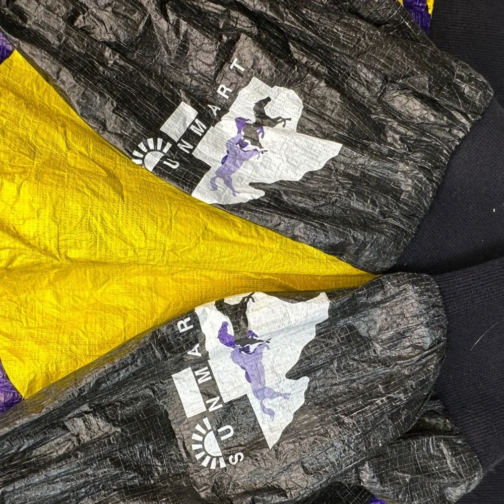 Vintage 90s Texas Trail Tyvek Endurance Run‎ Jacket Purple Yellow Sun Horse Sz L